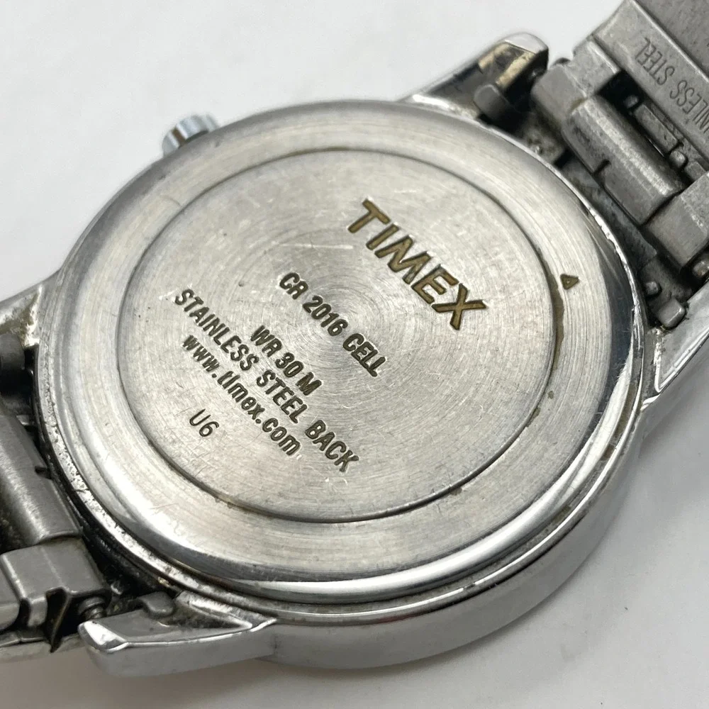 Timex Easy Reader Men's Watch 35mm Silver Tone Indiglo Stretch Band New Battery